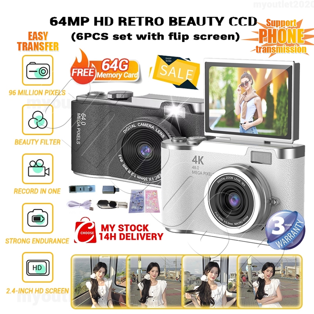 Mobile Transfer🔥64GB Retro CCD Camera 4K 48MP Photography HD 1080P ...
