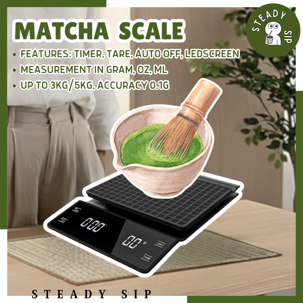 SteadySip Matcha Measuring Scale Digital Weigh Scale Timer Matcha ...