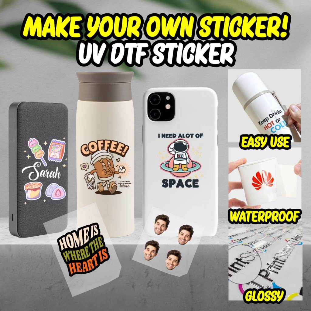 Make Your Own Sticker! Custom Size Sticker UV dtf Waterproof ...