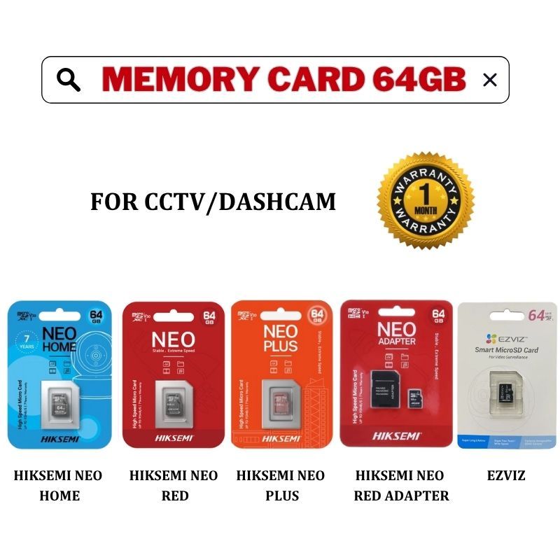 HIKVISION CCTV Micro SD Memory Card 64GB | EZVIZ HIKSEMI | High-Speed ...