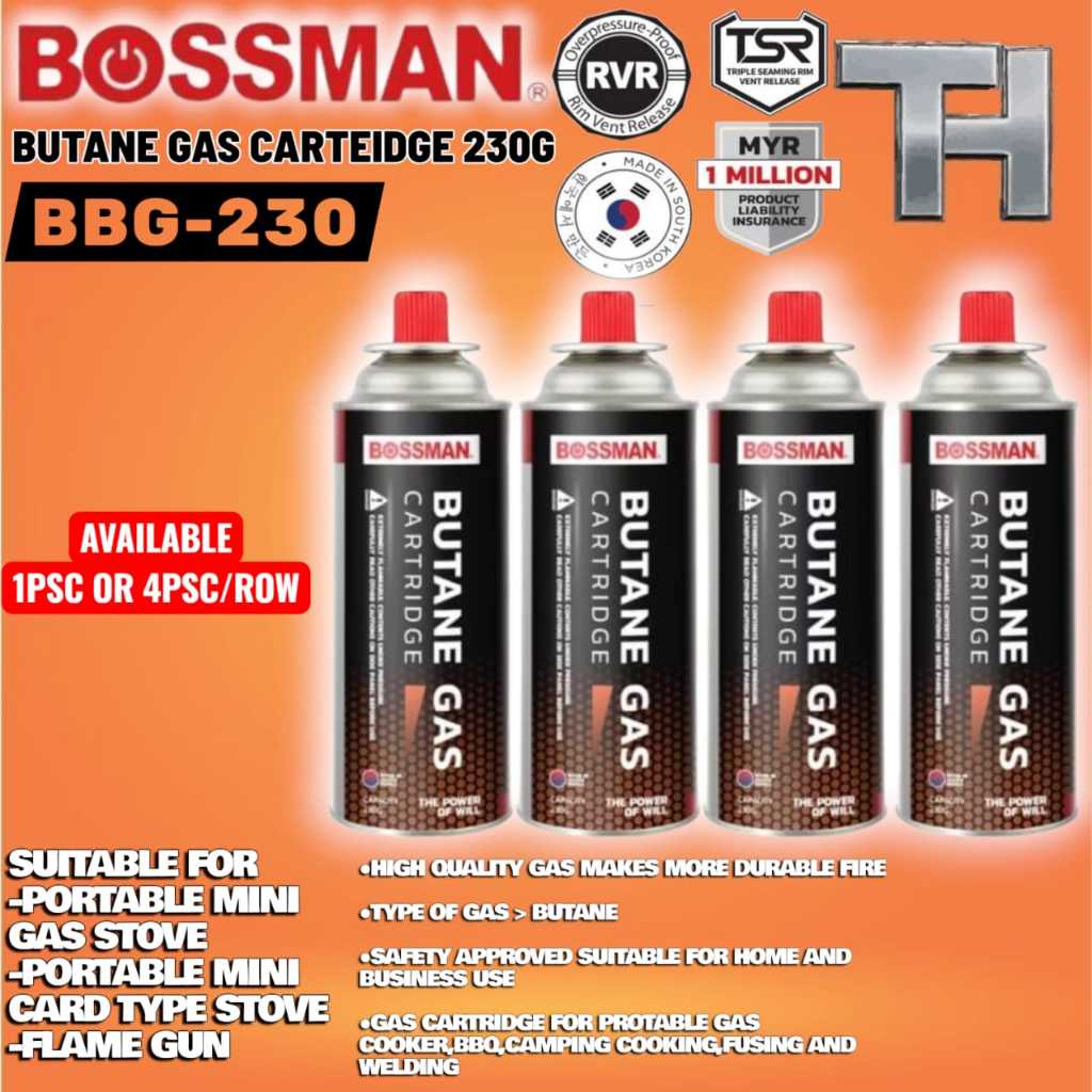 ~ Bossman BBG-230 Liquefied Butane Gas Cartridge for Portable Mini ...