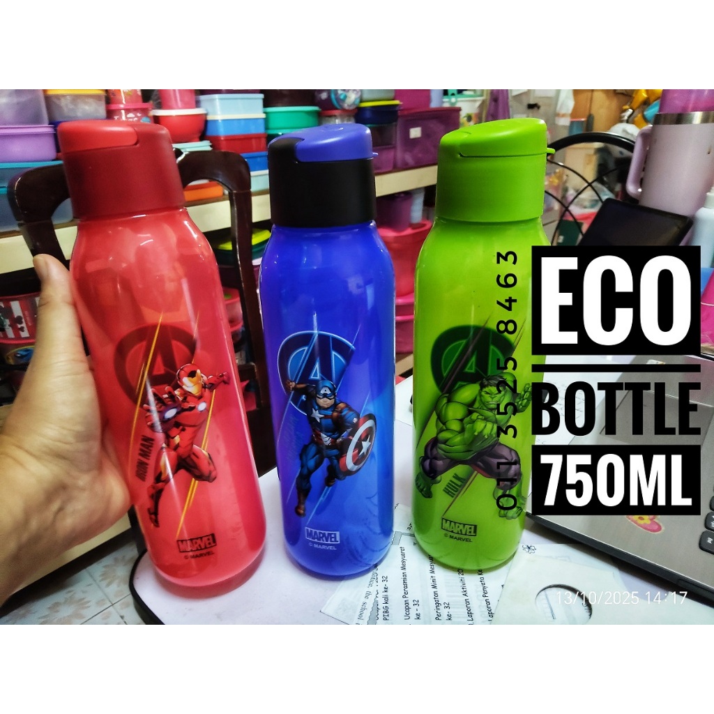 Tupperware Super Heroes Animation Flip Top Eco Bottle 750ml BPA Free ...