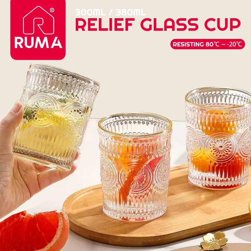 glass-a-with-embossed-sunflower-ins-vintage-premium-drinking-glass