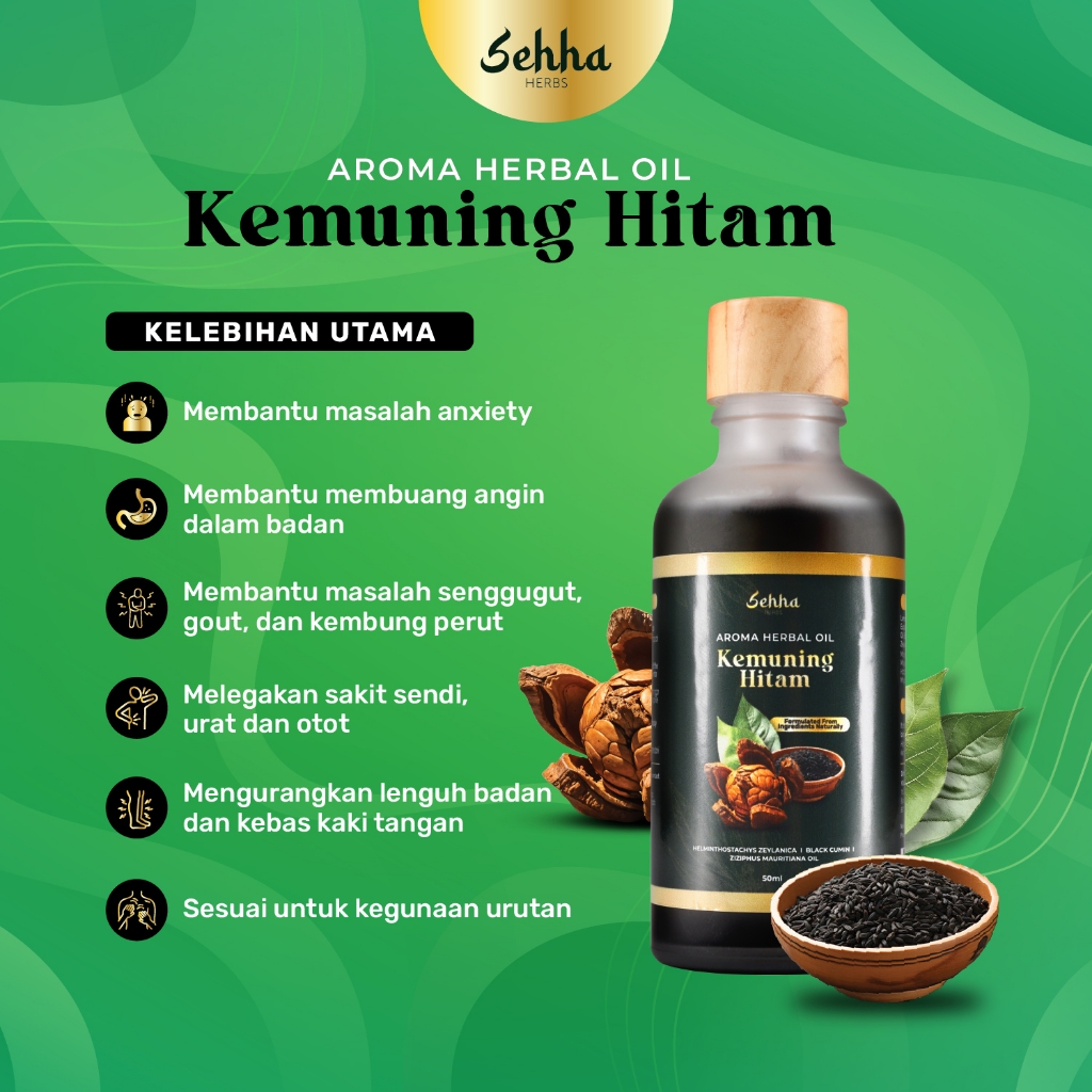 Minyak Urut Kayu Kemuning Hitam - Aroma Herbal Oil untuk Angin, Kebas ...