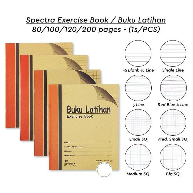 5PCS Exercise book Single line/Square/Buku Latihan Garis Satu/Kotak 练习簿 ...