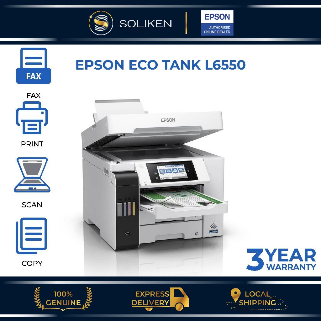 Epson EcoTank L6550 A4 Colour All-in-One Ink Tank Office Printer (Print ...