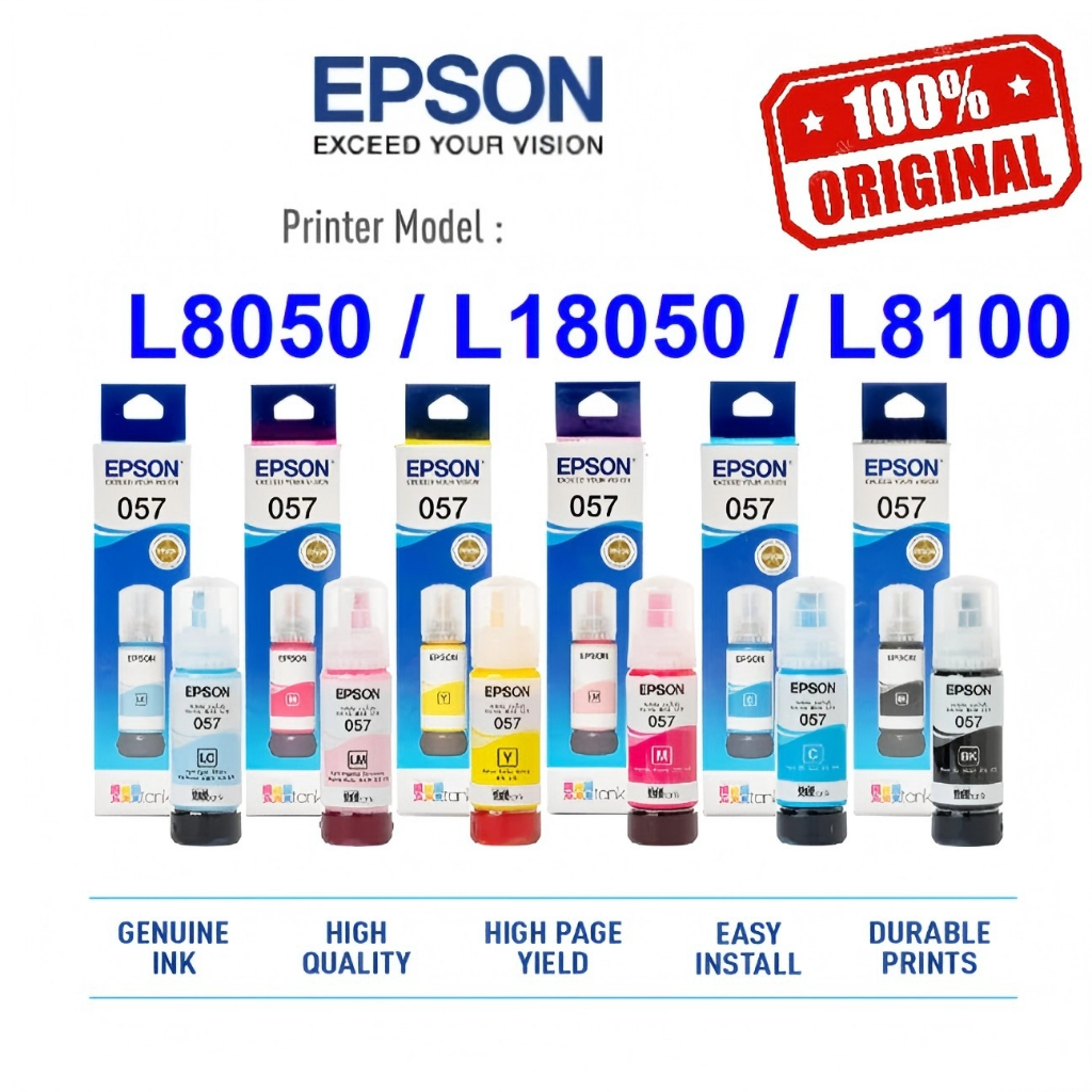 Epson 057 ink bottle for L8050, L18050 L8100 Printer (Black Cyan ...
