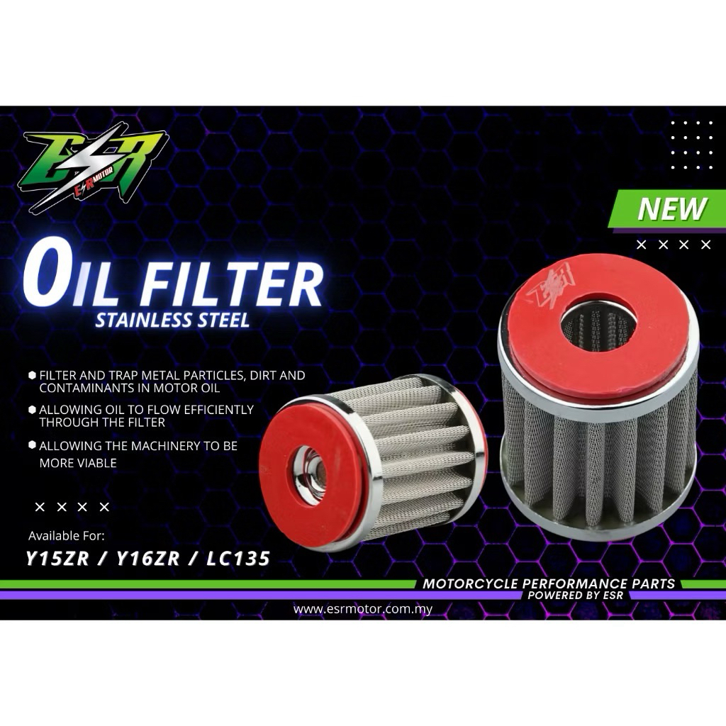ESR MOTOR OIL FILTER STEEL&RACING FOR Y15/Y16/LC135 | Shopee Malaysia