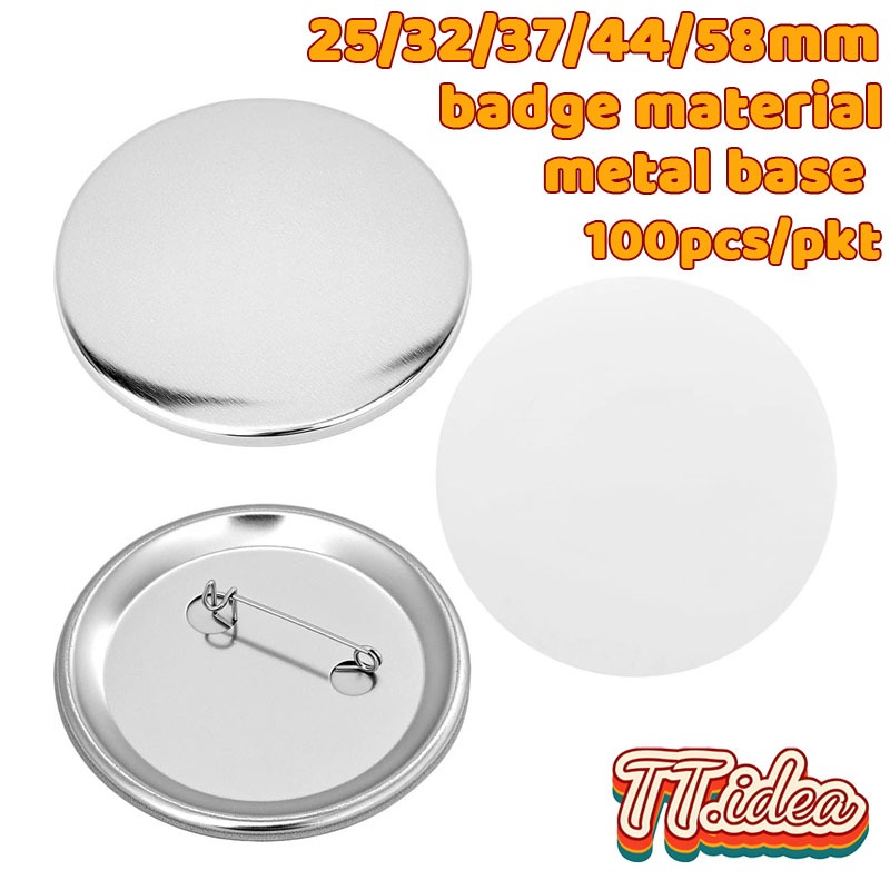 100Pcs 25/32/37/44/58mm Metal back DIY Badge Button Pins Blank Raw ...