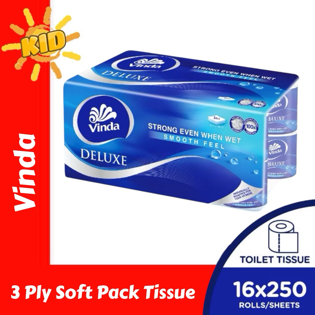 Vinda Deluxe Smooth Feel Toilet Tissue 3 Ply (16 Rolls) | Shopee Malaysia