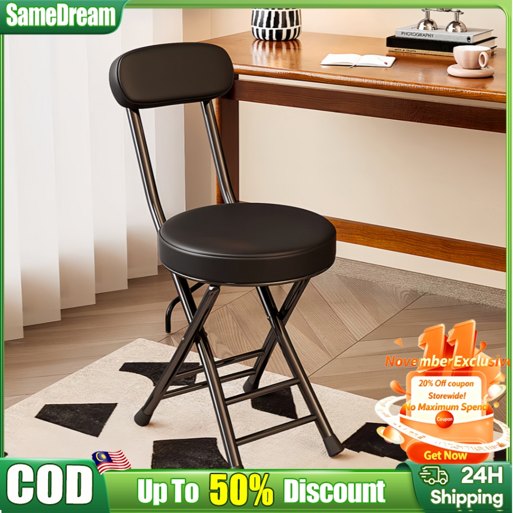 Folding Chair Kerusi Lipat Solat Backrest With Cushion Portable Stool ...