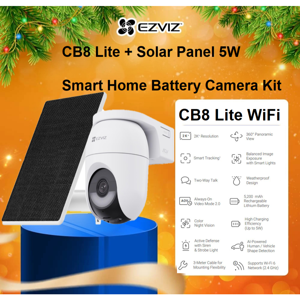 Ezviz CB8 Lite Kit 4MP 2K+ Battery-Powered Pan & Tilt Weatherproof WiFi ...