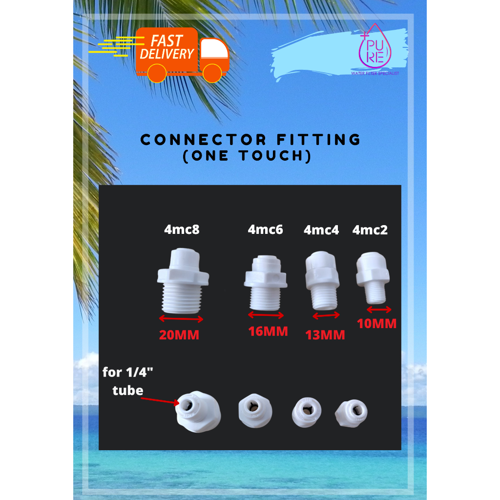 PVC Push to Connect Fitting for tube 1/4