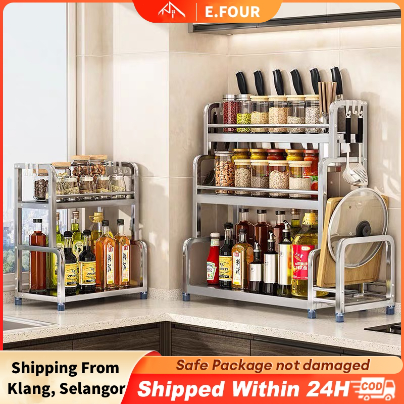 Stainless Steel Spice Rack Seasoning Bottle Rack Rak Spice Rack Storage ...