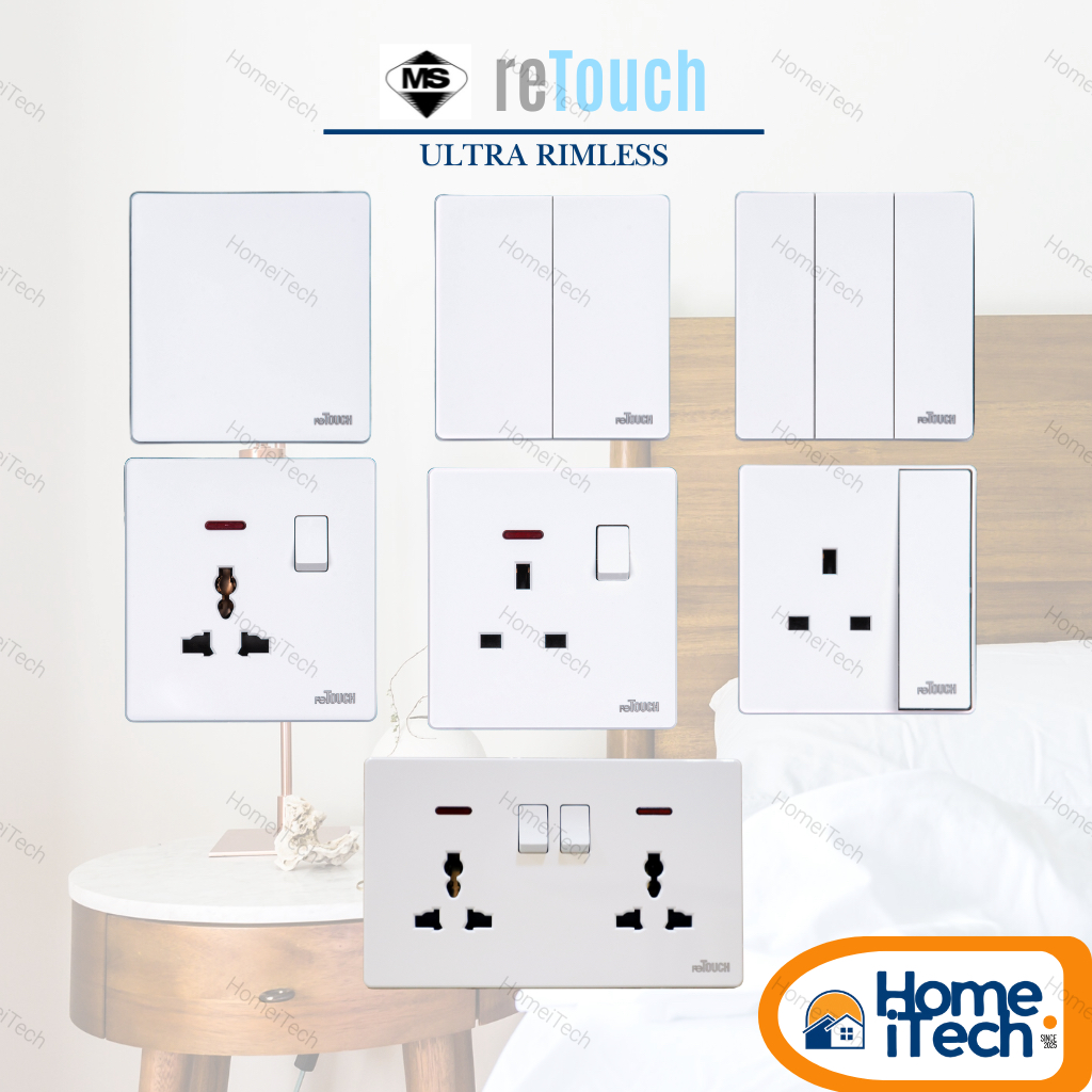 [WHITE] reTouch Ultra Rimless 1/2/3/4 Gang 1/2 Way Switch/Socket ...