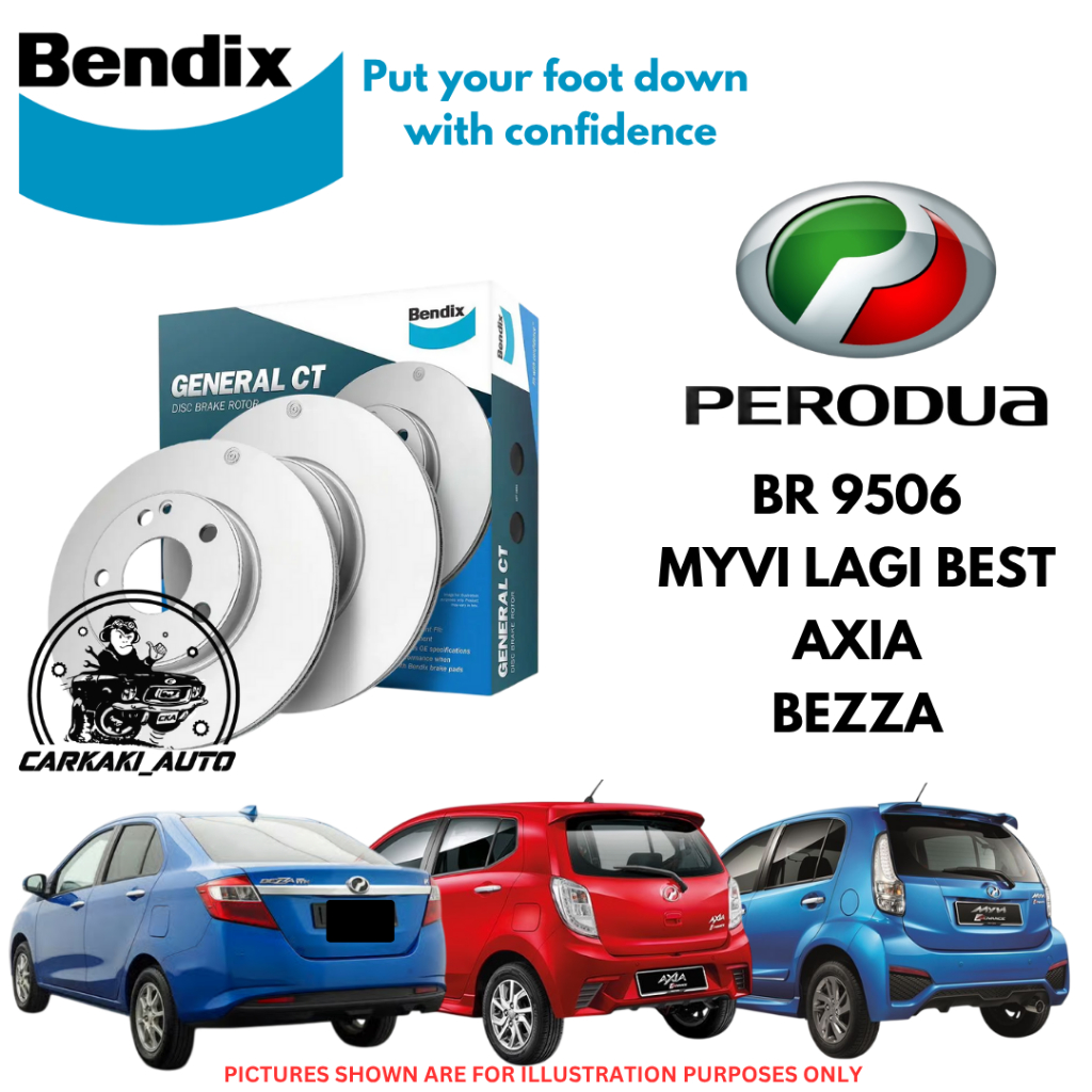 2 PCS Original Bendix Swiftfit BR9506 Front Disc Rotor - Perodua Myvi ...