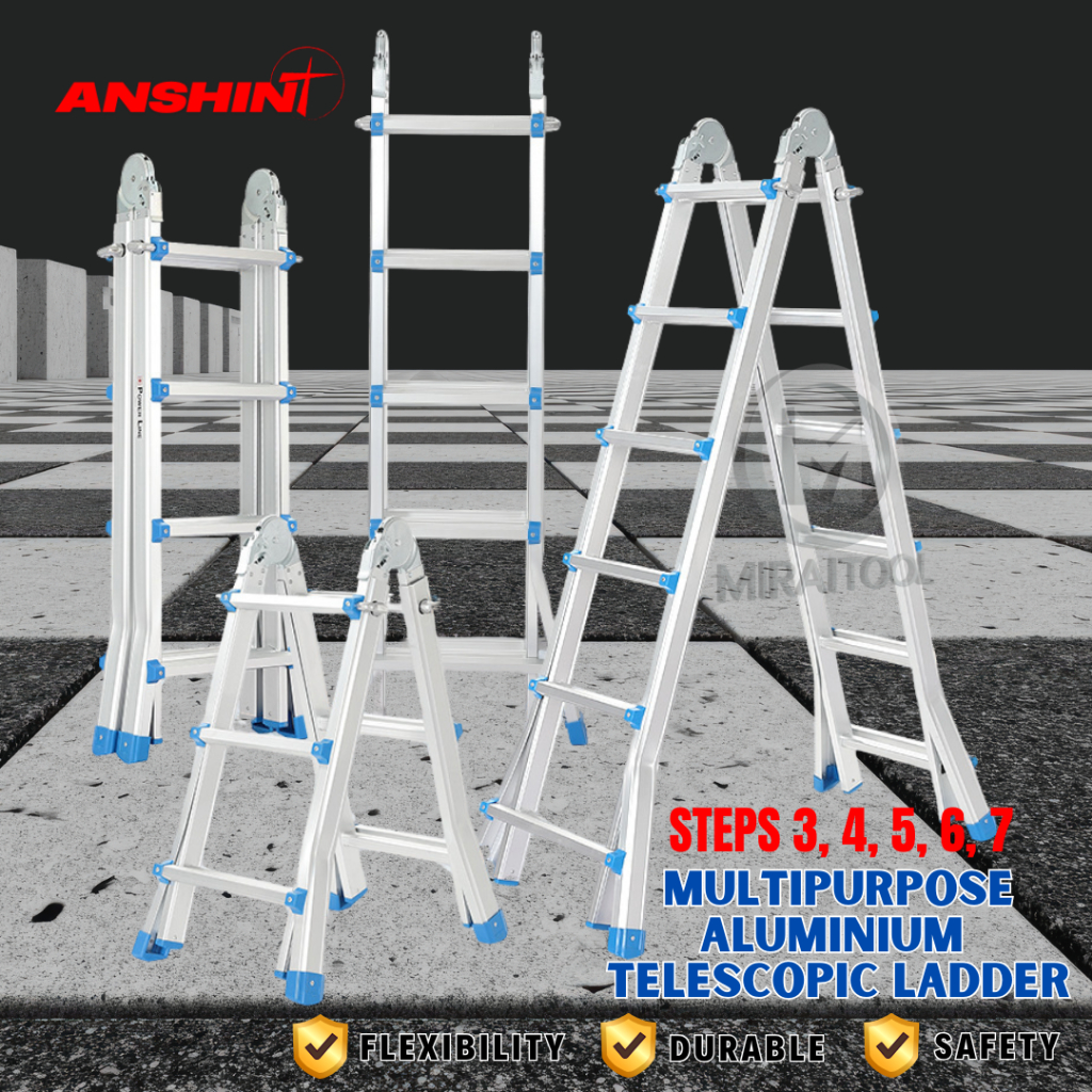 ANSHINT 3-7 Steps Multipurpose Aluminium Telescopic -Transformable ...