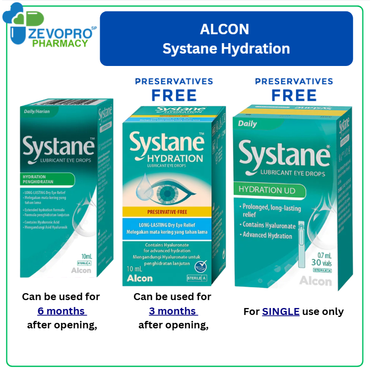 Alcon Systane Hydration Lubricant Eye Drops - 10ml / 10ml PF / 30x0.7ml ...