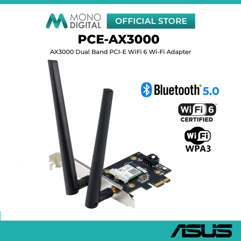 ASUS PCE-AX3000 (BULK PACK) AX3000 / PCE-AX58BT DUAL BAND PCI-E WIFI 6 ...