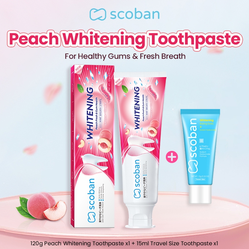 Scoban Peach Whitening Toothpaste 120g - Brightening Teeth & Fresh ...