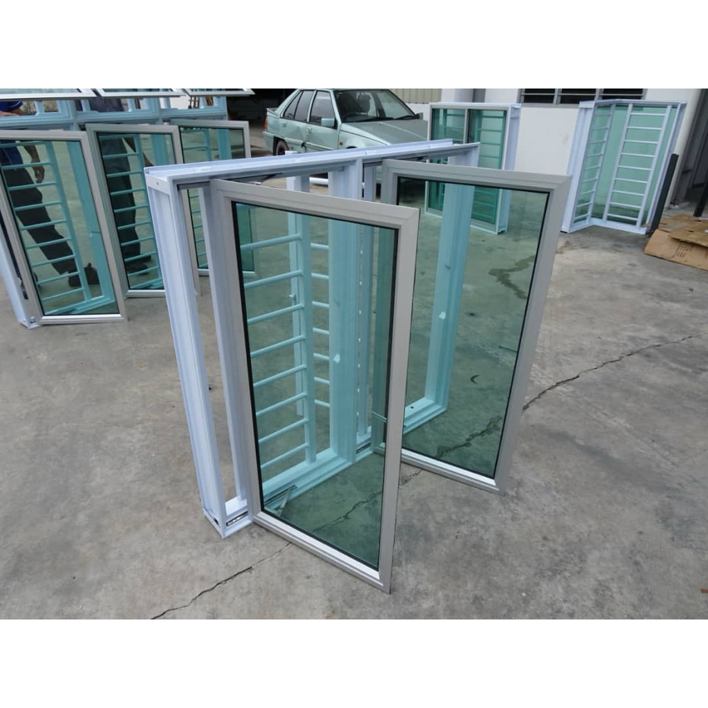 3 IN 1 WINDOW CASEMENT 4FT X 4FT BLACK PUSH GLASS CERMIN RUMAH CASEMENT ...