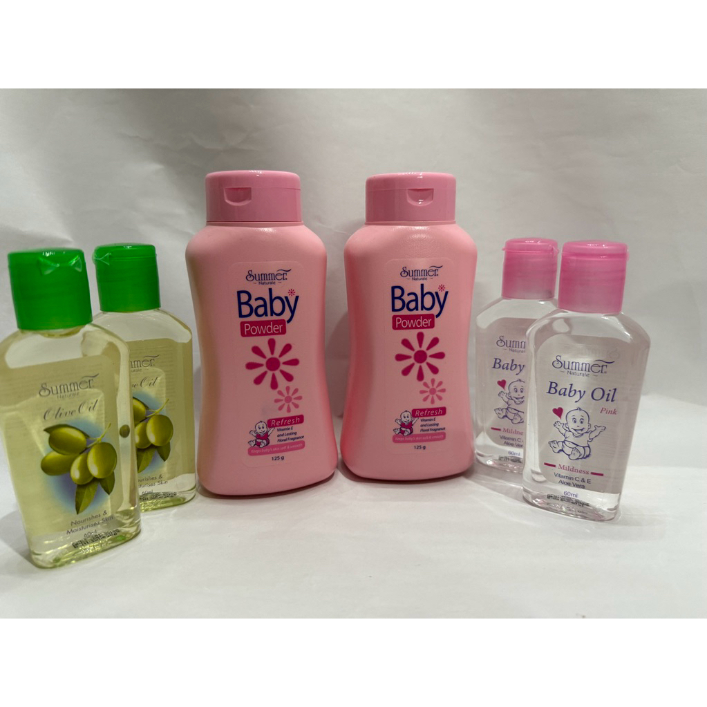 SUMMER NATURALE BABY POWDER (125g) & OIL PINK/OLIVE OIL (60ml) - travel ...
