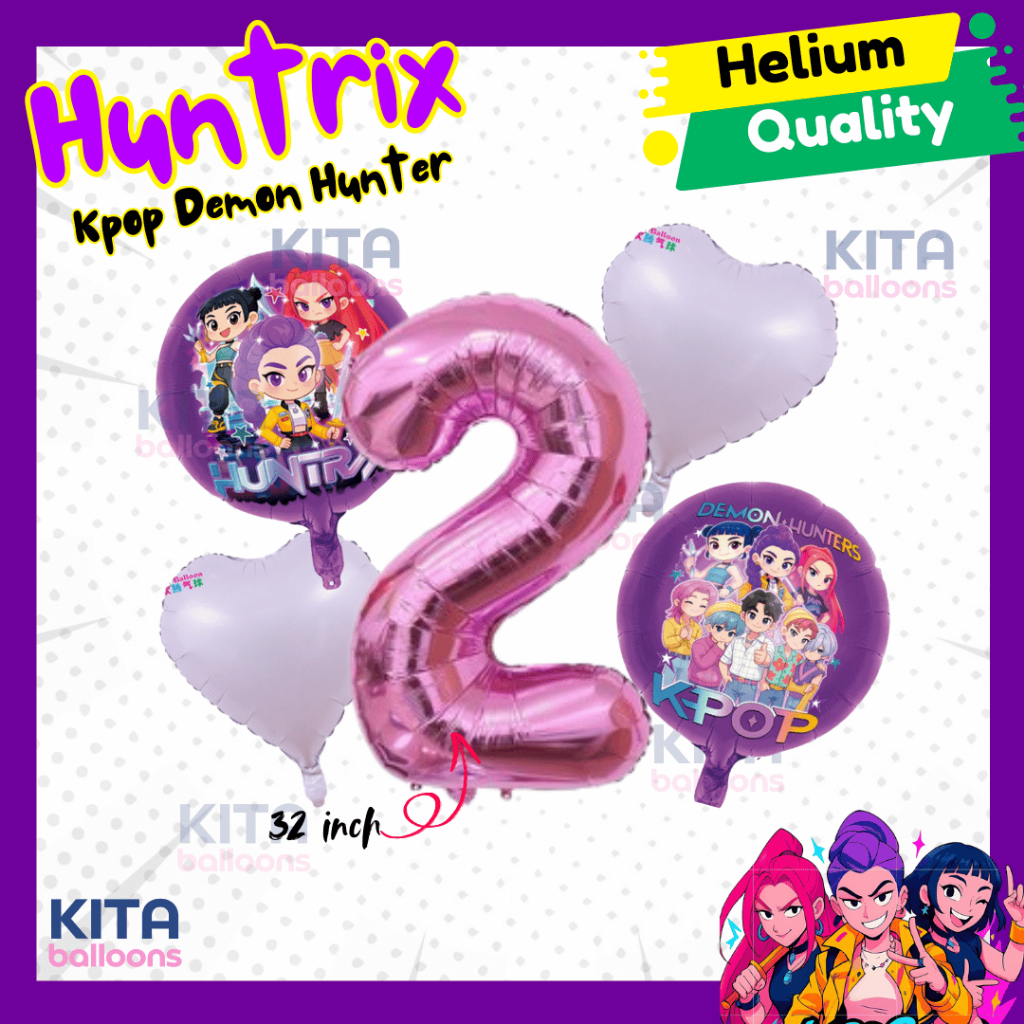 Huntrix Kpop Rumi Zoey Mira Demon Balloons Hunters Party Birthday ...