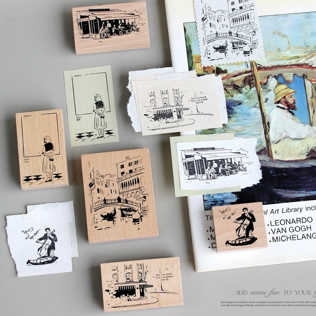 Craft together_ Vintage City Stroll Series Wooden Journaling Stamp ...