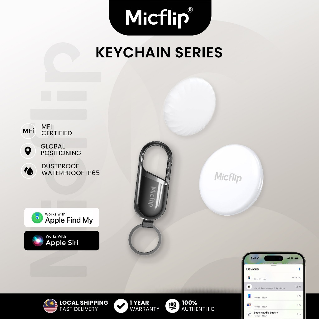 Micflip Keychain Series GPS Tracker Mini Tag Anti-Lost | IOS Find My ...