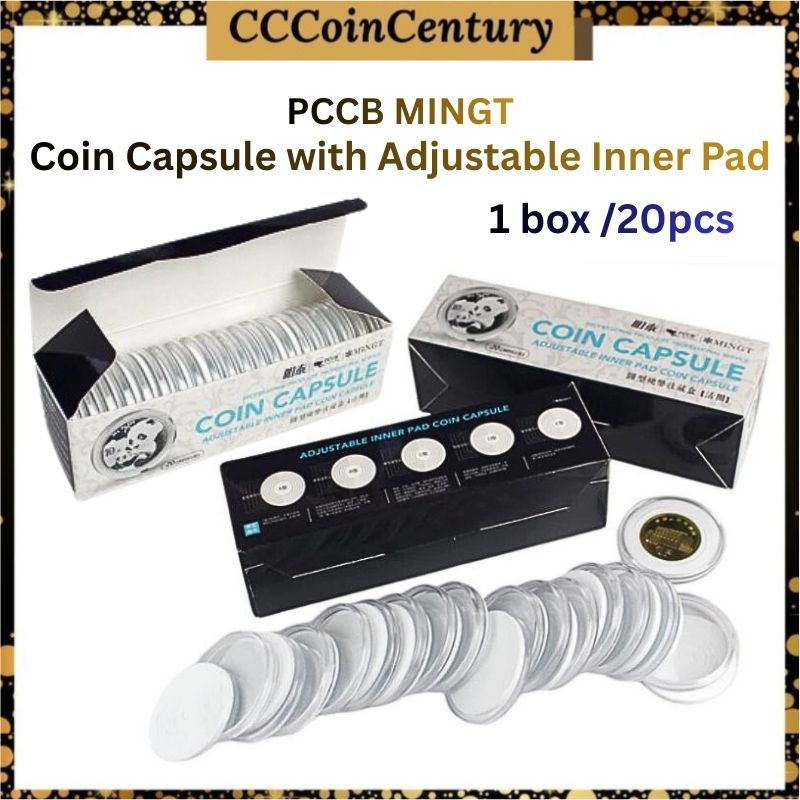 PCCB MINGT 20pcs/Box Adjustable Inner Pad Ring Coin Capsules Coins ...