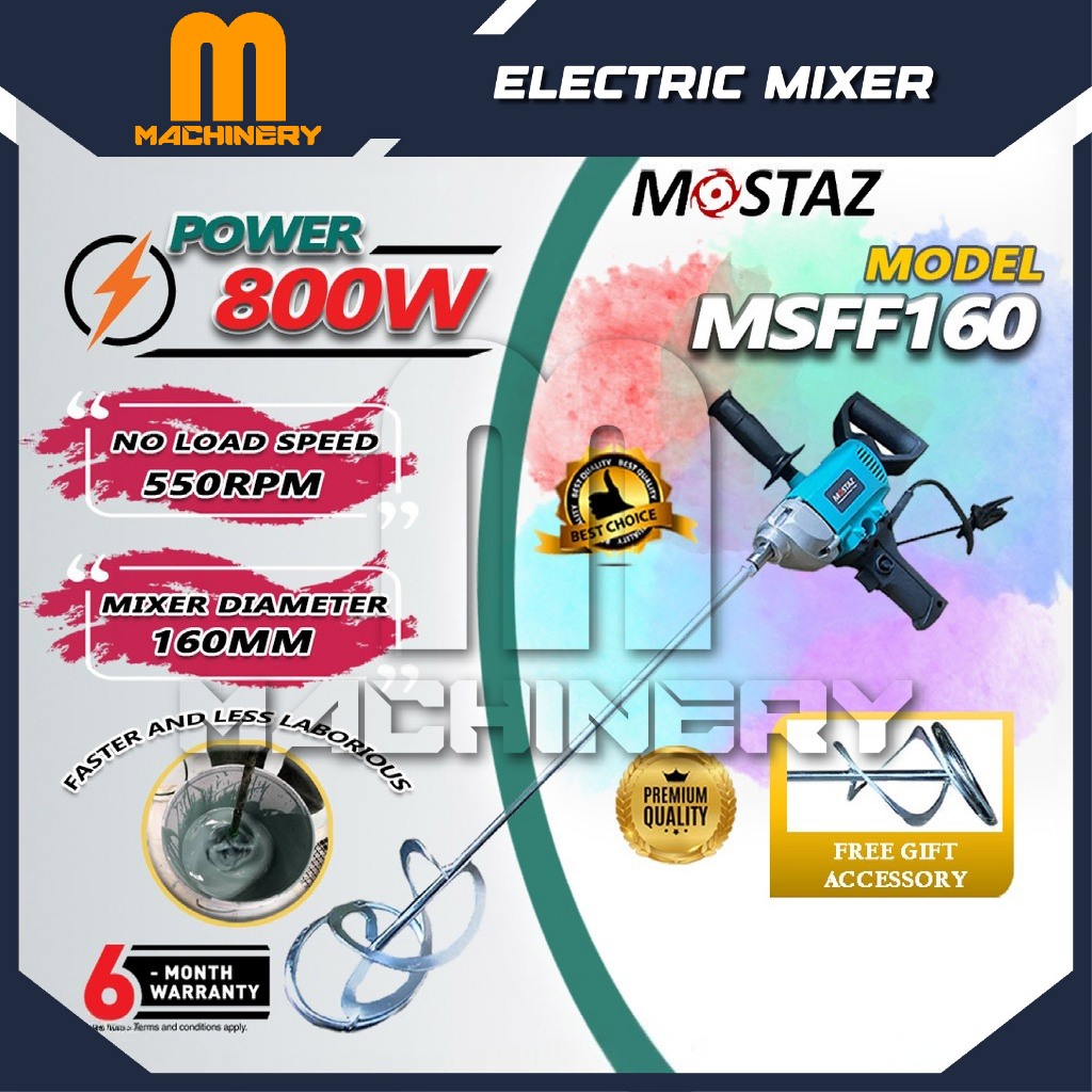 M.Machinery MOSTAZ MSFF160 160mm Electric Mixer 800w CEMENT MIXER SIMEN ...