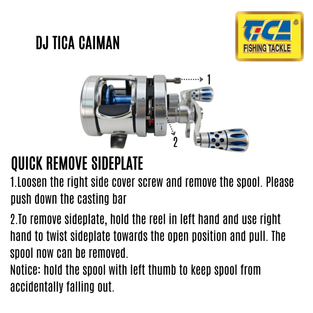 caiman tica fishing reel diagram TICA - CAIMAN 100/150/200 - ALUMINIUM BODY RIGHT HANDLE BAITCASTING REEL  (DJ SERIES)
