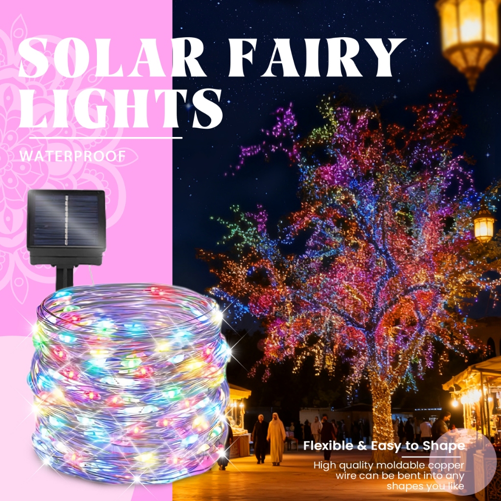 32M 300LED Lampu Raya Solar Outdoor Waterproof 8 Modes Fairy String ...