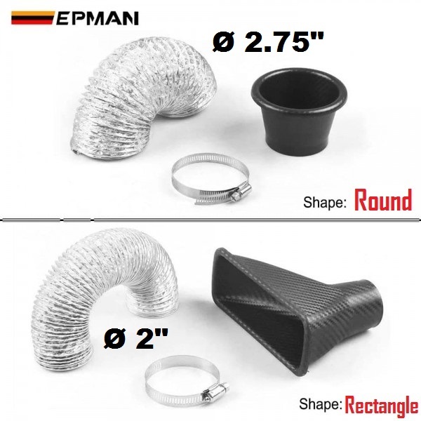 EPMAN Bumper Air Inlet Hose Round Rectangle Brake Filter Turbo Cooling ...