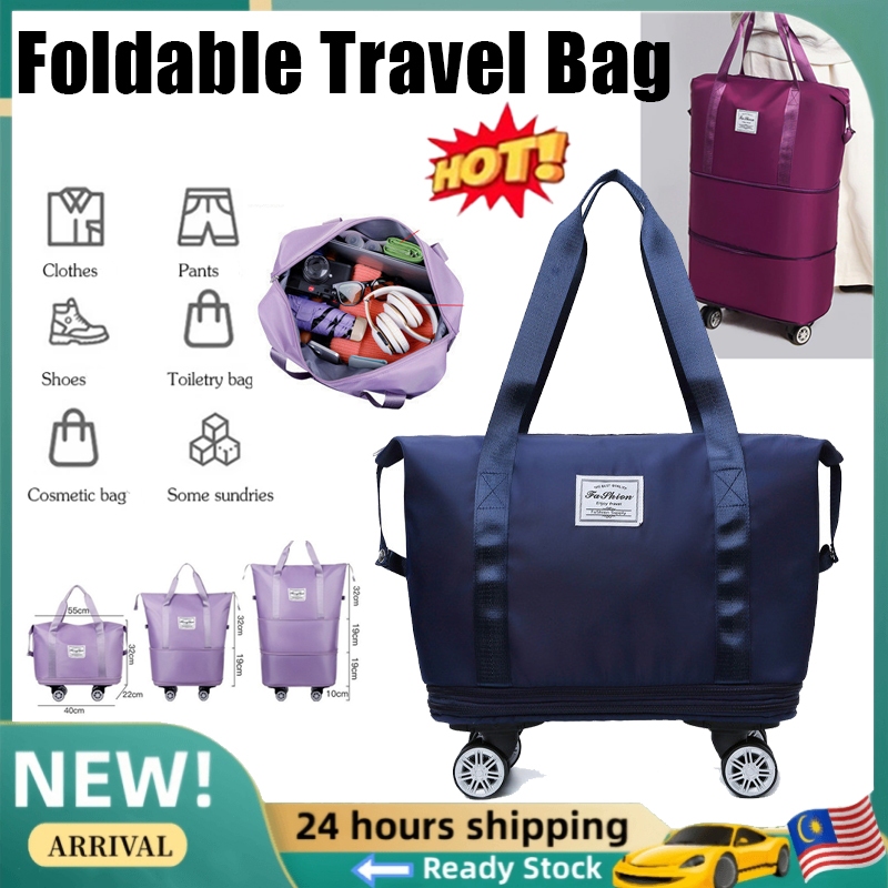 Large Capacity Roller Travel Bag Portable Double Layer Extendable Bag ...