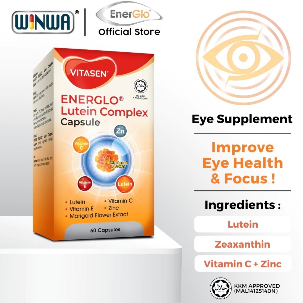 VITASEN ENERGLO Lutein Complex Capsule - 60’s - For Bright Eye & Brain ...
