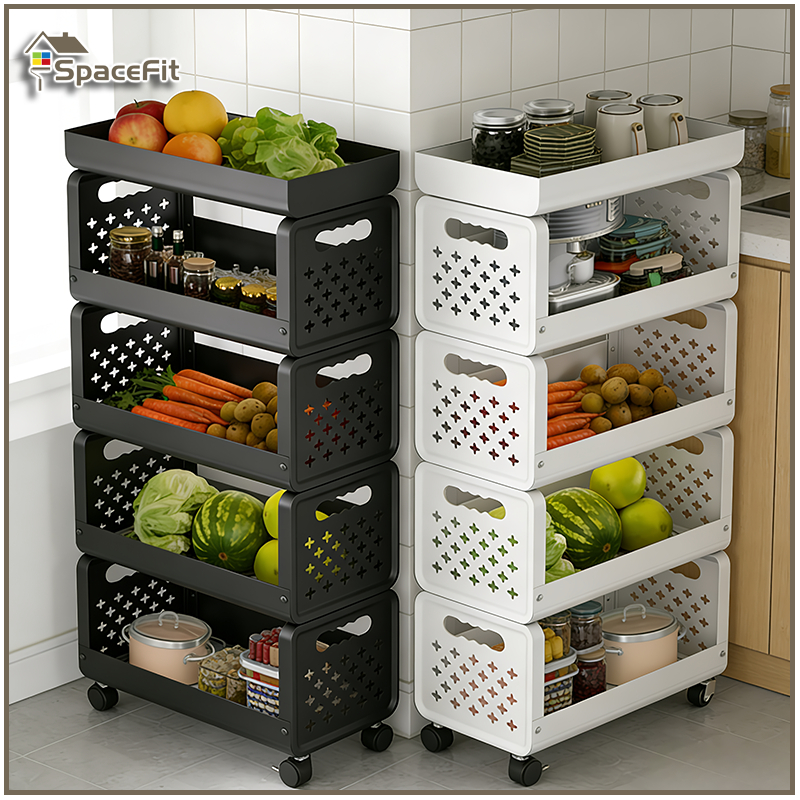 Kitchen Vegetable Basket Movable Storage Rack Household Fruit ...