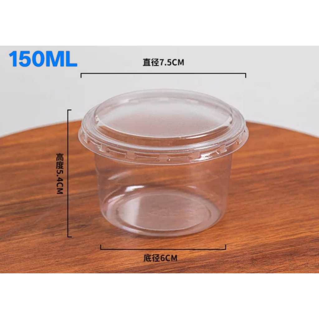 50PCS 150ML/ 250ML PLASTIC ROUND PACKAGING TRANSPARENT WITH LID PUDDING ...