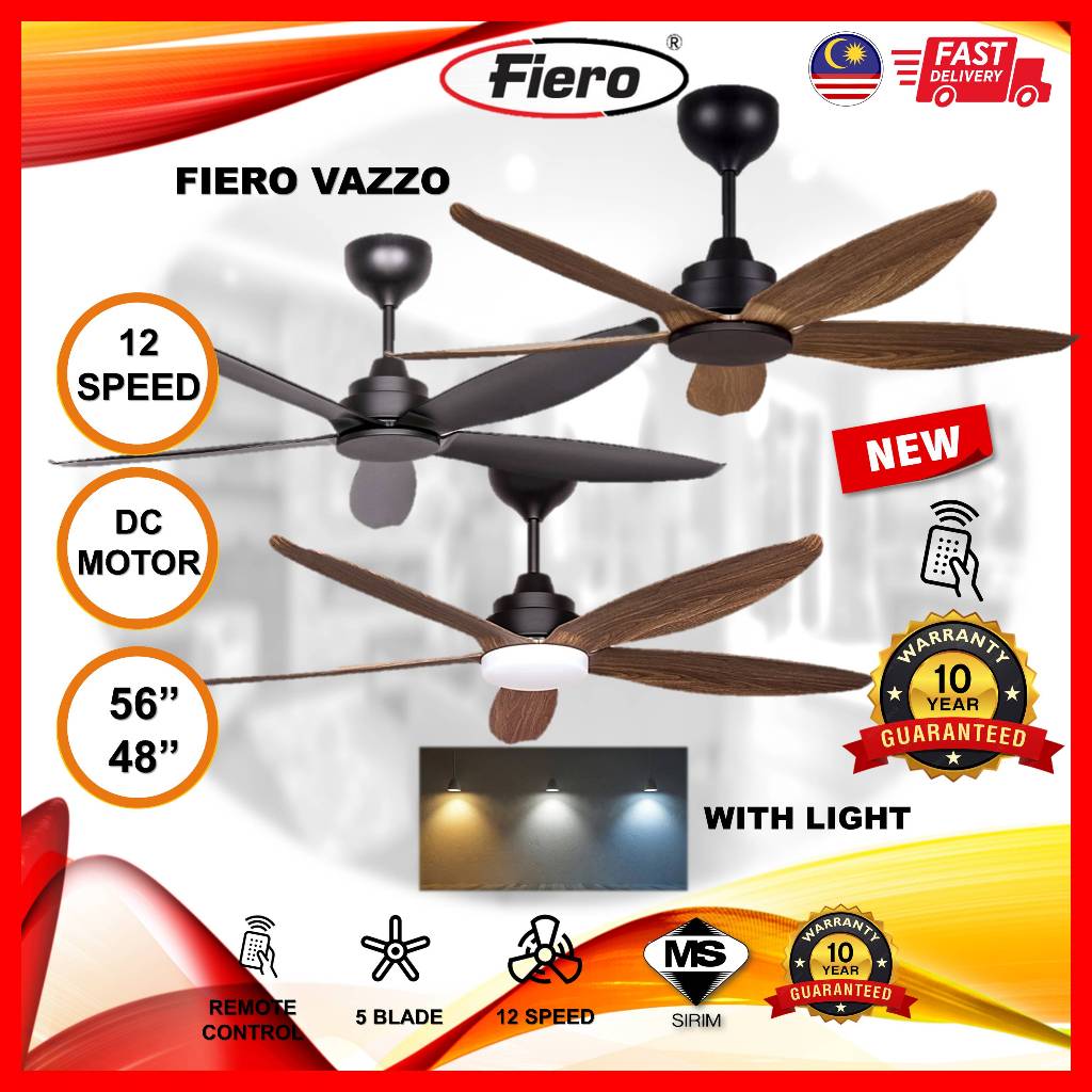 FIERO Vazzo Designer Fan Ceiling Fan 48 56 LED Fanlight Remote 5 Blade ...