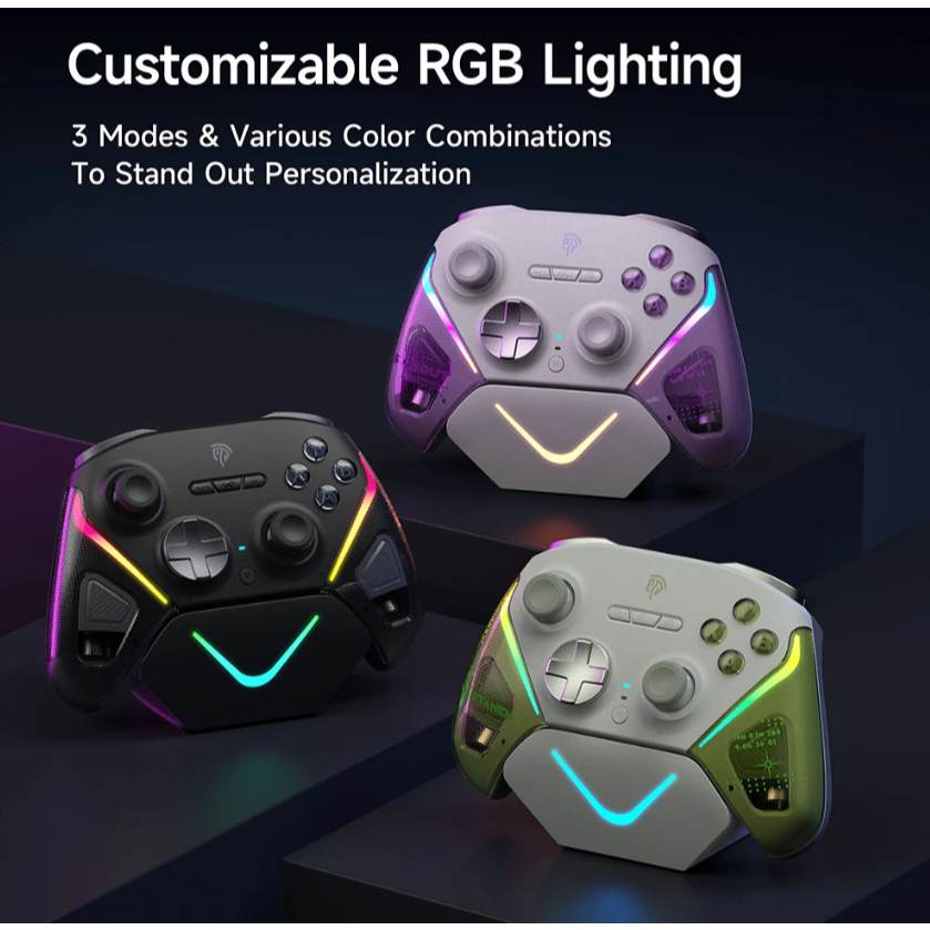 EasySMX D10 Wireless Controller Bluetooth RGB Gamepad with TMR Sticks ...