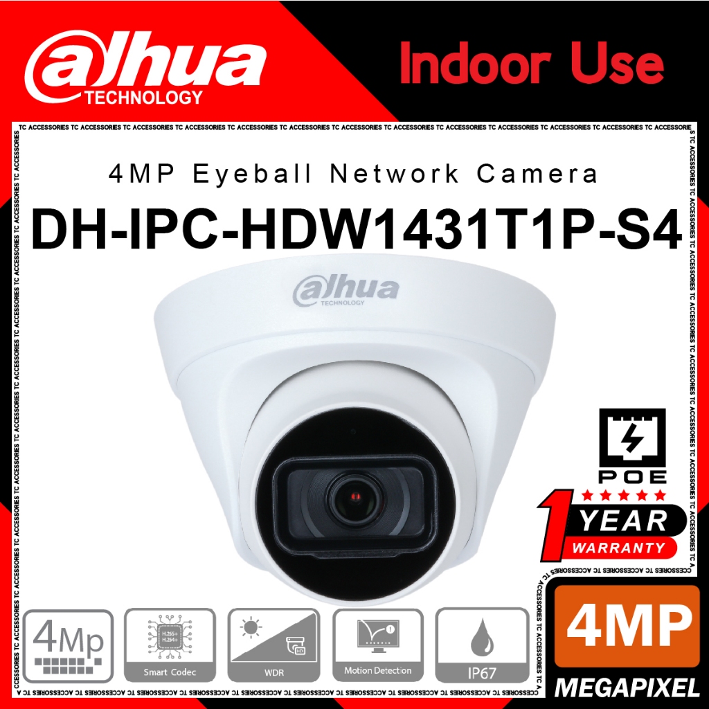 DAHUA IPC-HDW1431T1P-S4 Network POE 4MP 1440P Fixed H.265 IR Full HD ...