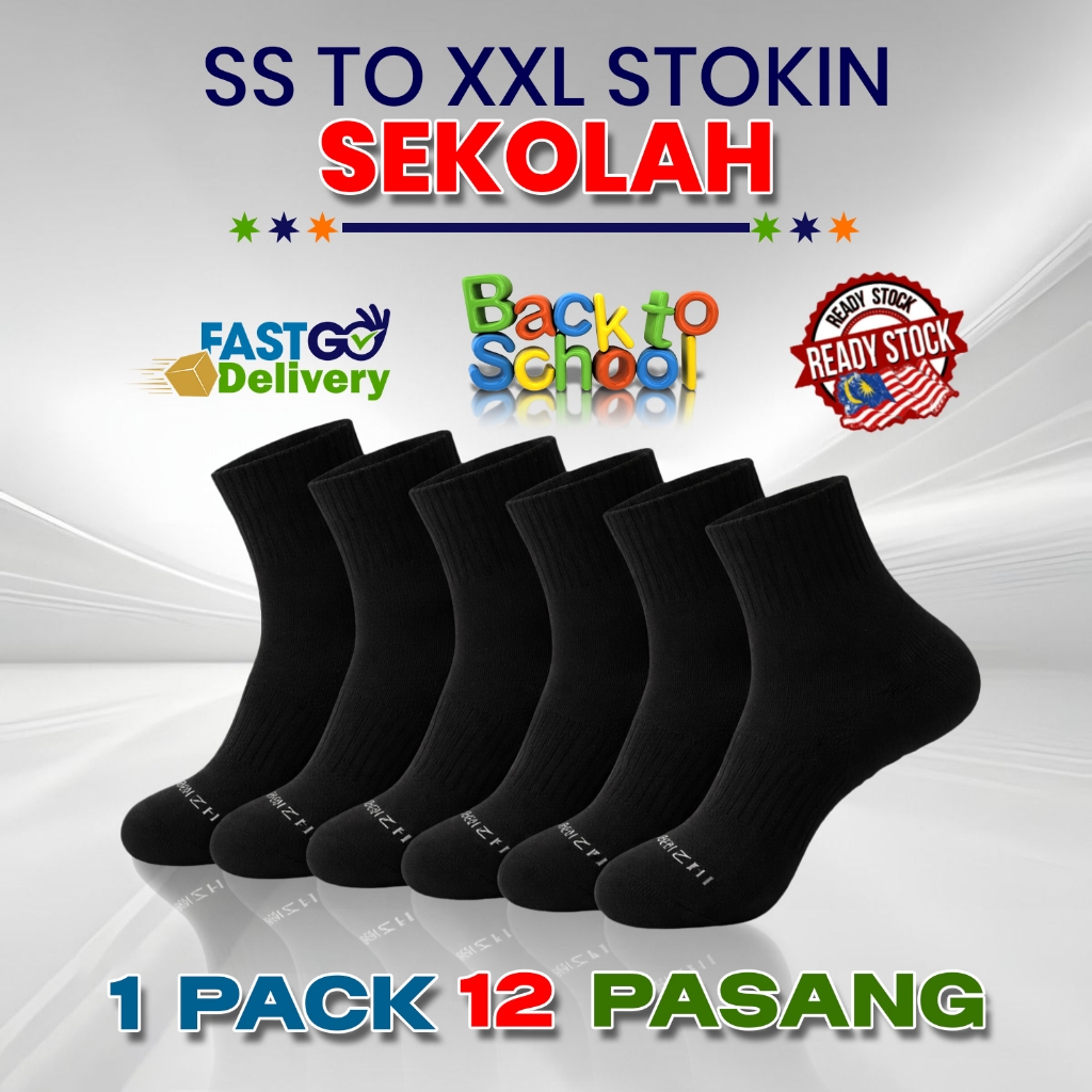 Stokin Sekolah & Kerja Hitam Panjang | Cotton Asli | Lembut, Ringan ...