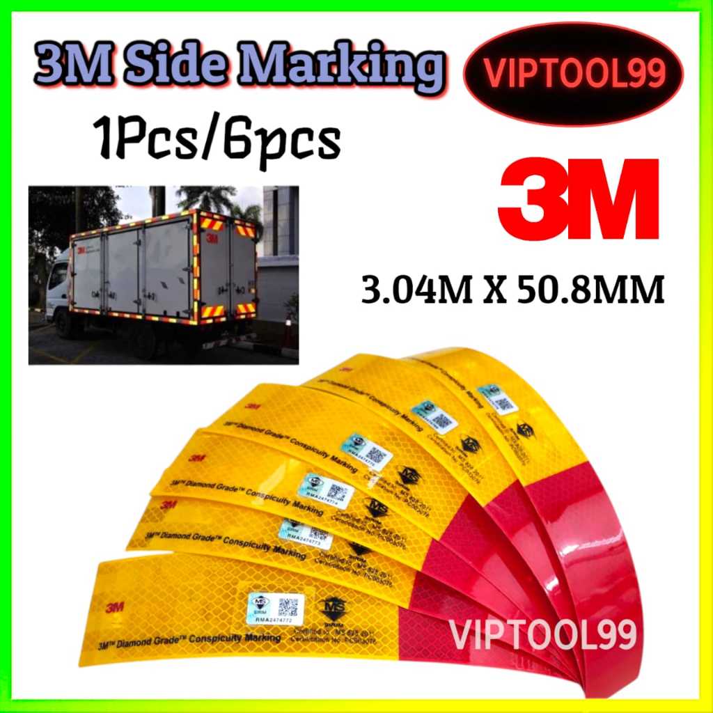 (6 PCS 1 SET) 3M Side Marking With SIRIM Reflective Sticker TYPE 5 / J5 ...