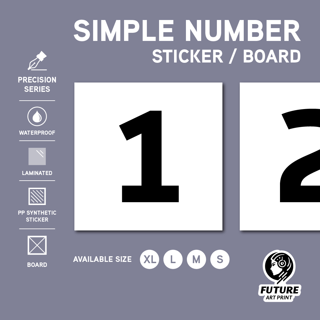Simple Number. Square Sticker Label Sign Signboard Signage Board ...