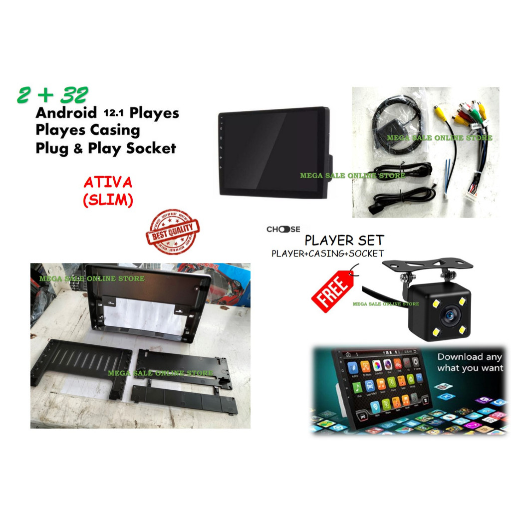 Perodua ATIVA 2021 - 2022 (SLIM) ANDROID PLAYER 10 INCH PLUG N PLAY ...