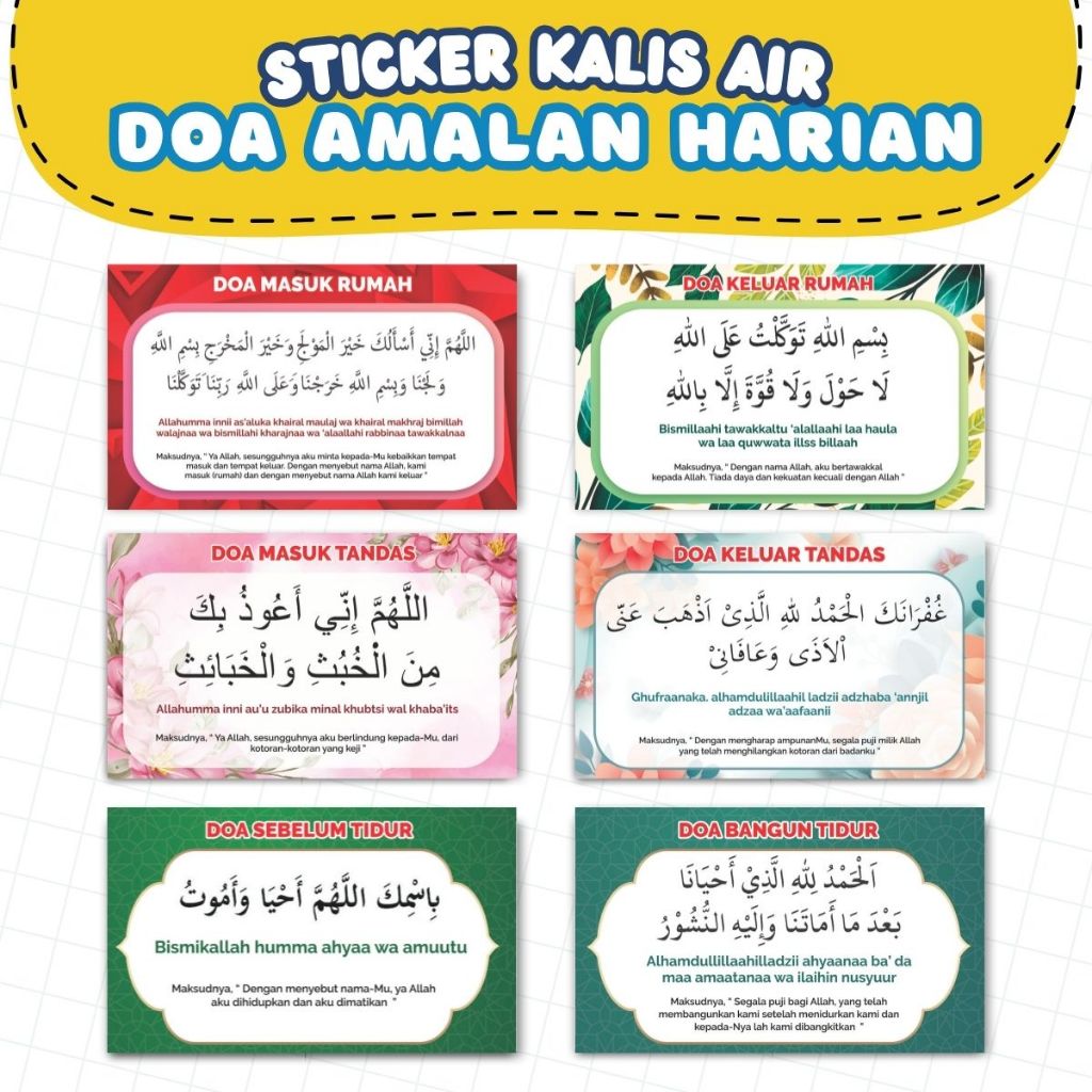 STICKER DOA AMALAN HARIAN - Doa Sebelum / Bangun Tidur / Kenderaan ...