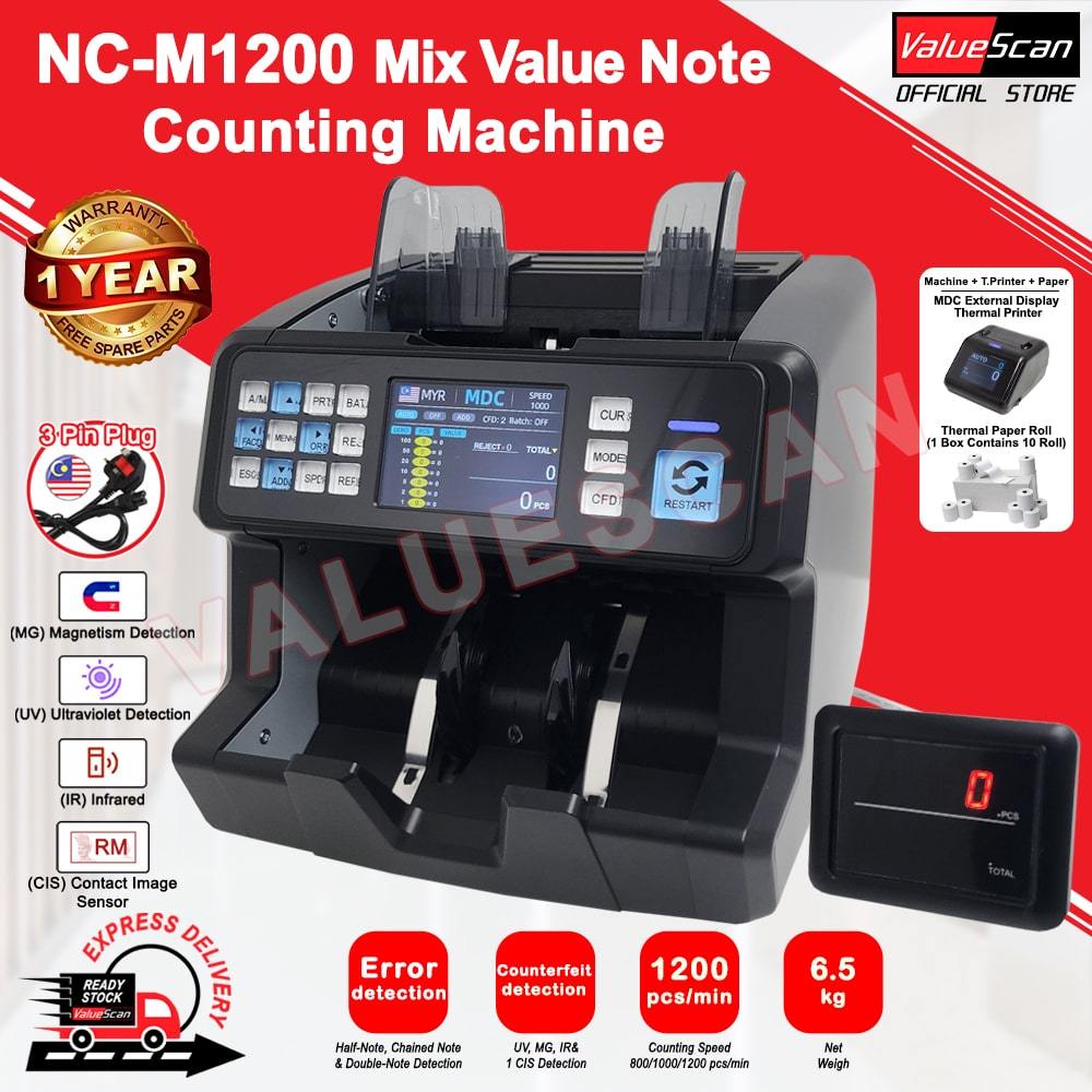Valuescan NC-M1200 MDC Mix Value Bank Note Counting Machine with SDC ...