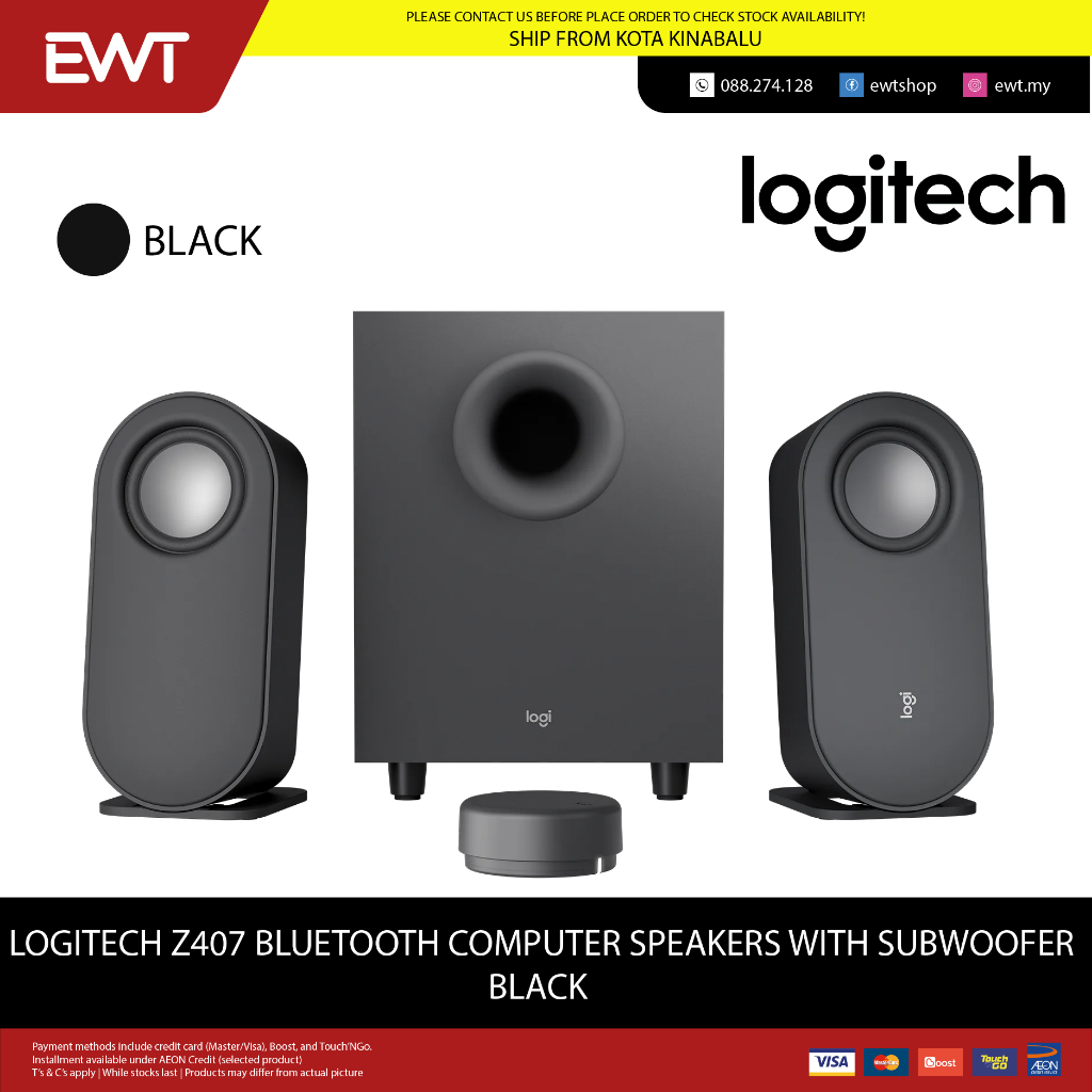 LOGITECH Z407 BLUETOOTH COMPUTER SPEAKERS WITH SUBWOOFER 100% ORIGINAL ...