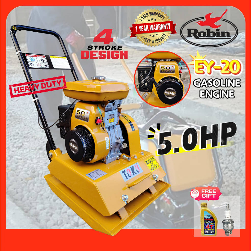 Heavy Duty Plate Compactor With ROBIN EY-20 5.0HP 4-Stroke Gasoline ...
