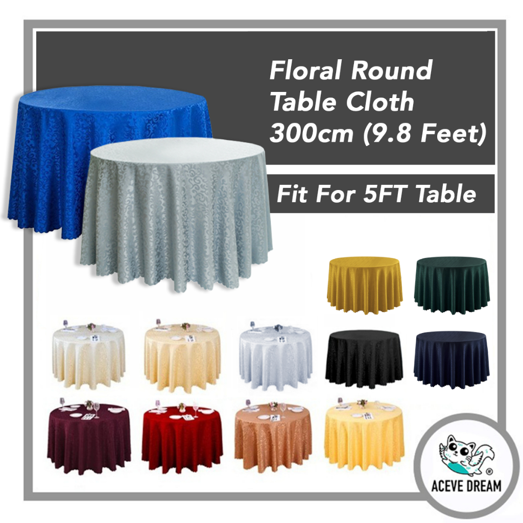 ACEVE DREAM READY STOCK 3.0M Round Damask Pattern Table Cloth Cover ...